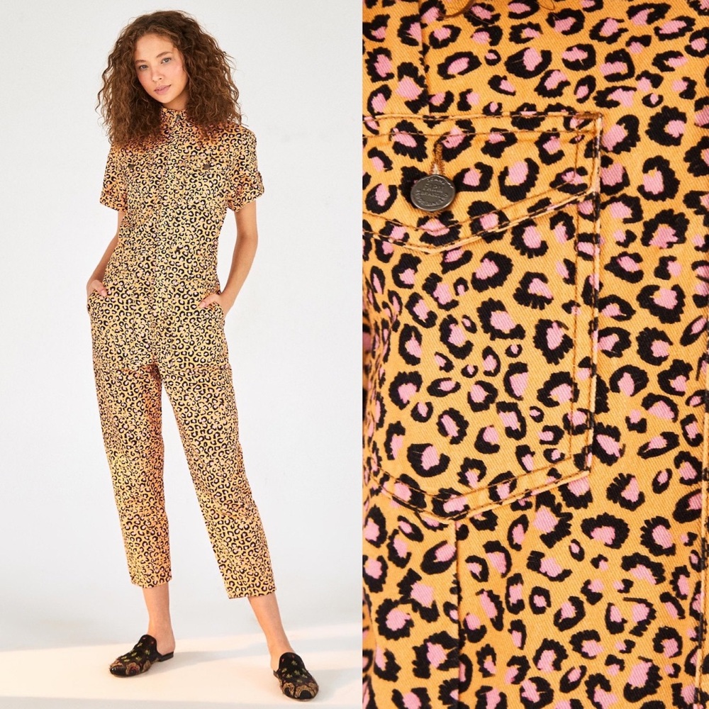 NWT FARM Rio Leopard Pop Jumpsuit
